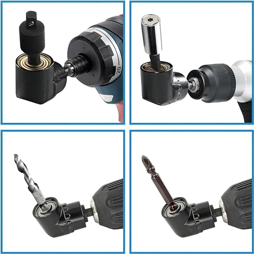 HOOOWOOO 105 Degree Right Steel Angle Driver Angle Extension Power Screwdriver drill with 1/4 Drive Hex Bit Quick Magnetic Drill Bit Angled bit Power Drill Tool,Multifunction Right Angle Drill - Thumbnail 7