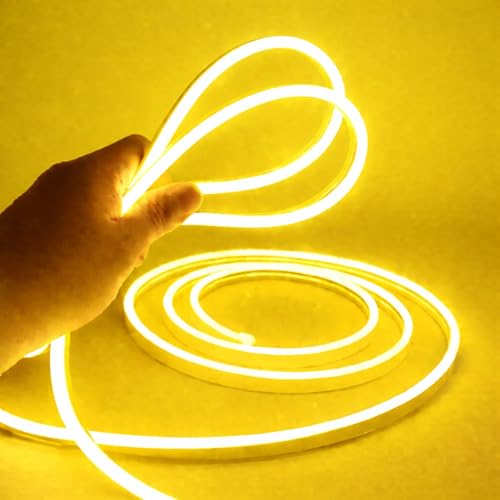 Image of NEWNESS Yellow Neon LED Strip Light 13.2 Feet with Adapter | Flexible IP65 Waterproof Silicone Rope Light for Bedroom, Ceiling, Gaming Room, Party & Outdoor Decoration