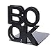 Desk Storage Bookends, Książki Końcówki na półki, Metal w kształcie alfabetu Bookendy Uchwyt IR Iron Support Desk Stojaki na książki Decor (Color : Black)