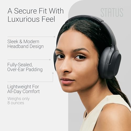 Status Core ANC Active Noise Cancelling Headphones - Cave - Over Ear Head Phones w/Built-in Microphones - Wireless & Bluetooth + Detachable 3.5mm Wired - USB-C Charging Cable - 30 Hour Battery - Image 5