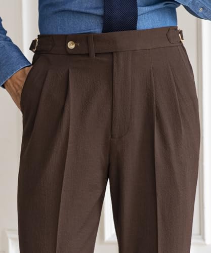 Men's Spring/Summer Thin Style Bubble Fabric Classic Gurkha Naples Italian Old Money Style Dress Pants2