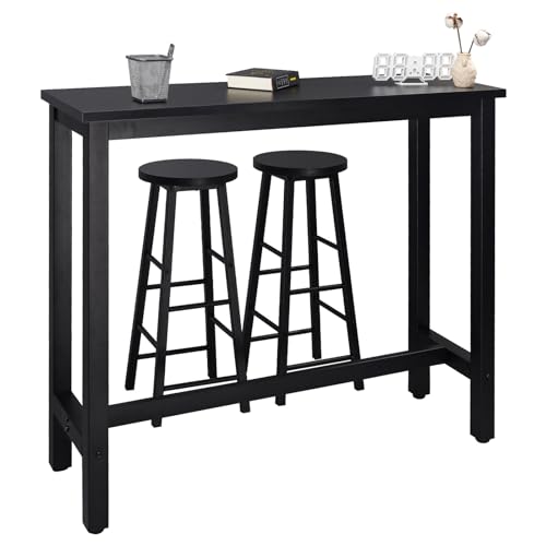 WOLTU Bartisch Set mit 2 Barhockern, 3-teilige Essgruppe mit...