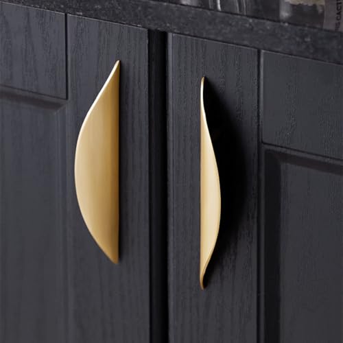 Primst 4 Pack Brushed Gold Cabinet Pulls, 3-3/4in Hole Centers Kitchen Cabinet Handles, Matte Gold Half Moon Cupboard Hardware for Kitchen Drawers, Dresser, Bathroom Vanity - Thumbnail 4