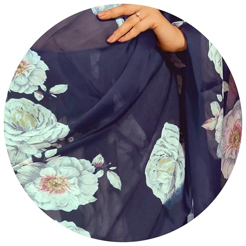 Image of MIRCHI FASHION Women Saree Floral Printed Chiffon | Breathable Lightweight Summer Sari for Office and Daily Use with Unstitched Blouse (Available in 20 Styles)