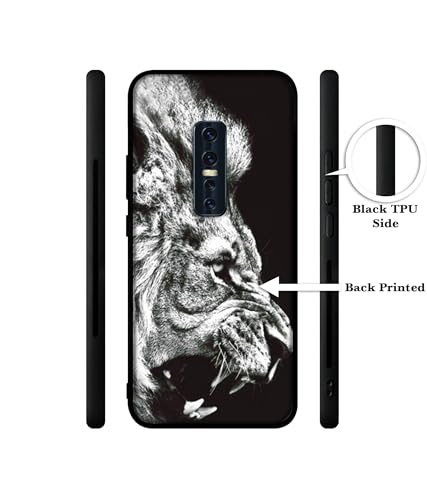 Image of Angry Lion Design Premium 2D Printed Metal Back Case Cover for Vivo V17 Pro 4G