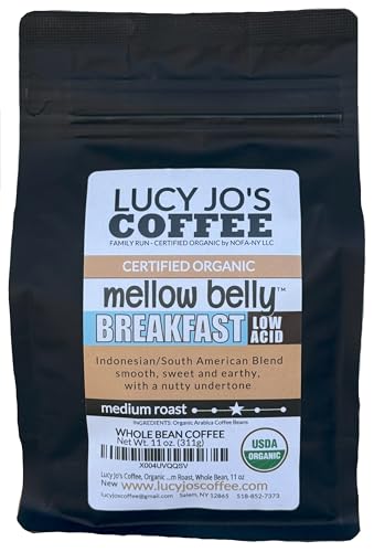 Lucy Jo's Coffee, Organic Mellow Belly Breakfast Low Acid Blend,