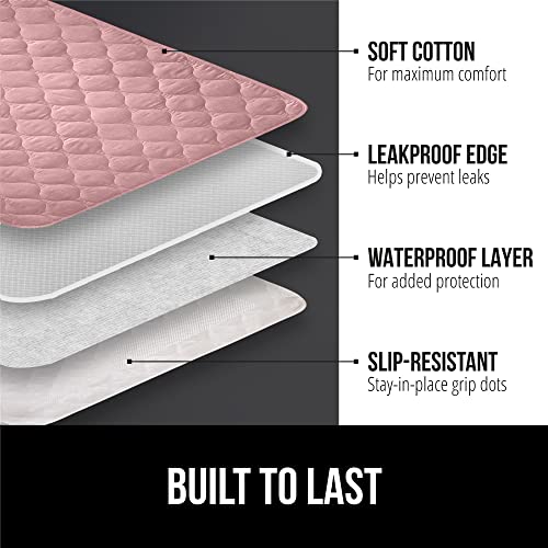 Image of GORILLA GRIP Washable Reusable Underpads, 34x52, Pink | Heavy Absorbency Incontinence Bed Wetting Pads, Leak Proof Toddler Mattress Pad, Slip Resistant Protector for Adults and Kids