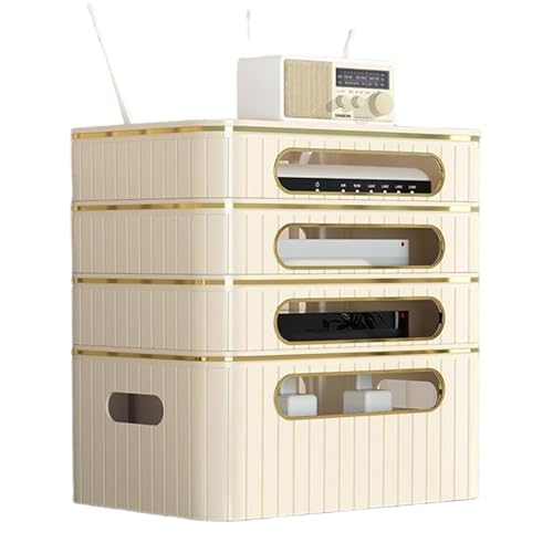 GUANGBY ルーターボックス 小型 無線ルーター収納ボックス 多層ルーター収納ケース浮動式ルーター収納キャビネット隠蔽式収納ボックス壁掛け式セットトップボックス用ブラケット、セットトップボックス、インテリア装飾品(金,31.5x22x26cm)