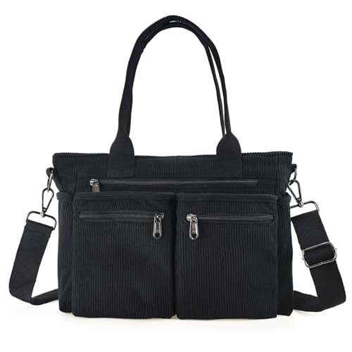 Image of KAMEILONG Womens Casual Corduroy Tote Bags with Multiple Pockets Hobo Crossbody Bag Travel Shoulder Bags Cute Purse Handbag