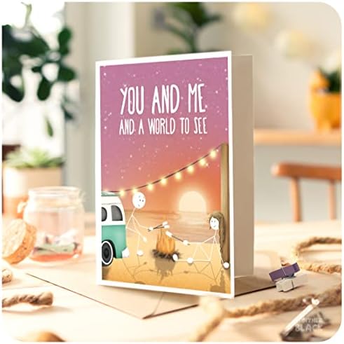 You and Me and a World to See - Wife Birthday Card, Husband Birthday, Girlfriend Birthday, Boyfriend Birthday, Anniversary Card, Travel, Adventure, Vanlife, Couple Goals, Valentines Card, Fiance