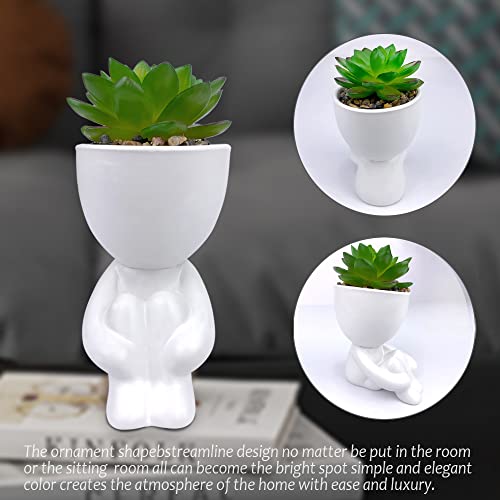 ODIWEN 2 PCS Mini Fake Succulents Mini Artificial Succulent Desk Plant in Pots - Image 3