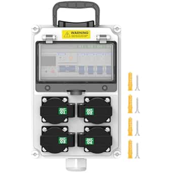 Power Distribution Box 110V IP65 Weatherproof Breaker Panel with NEMA 5-20 Outlet