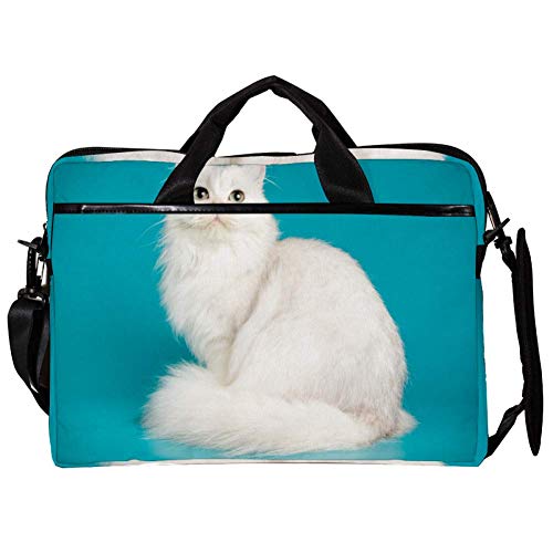 Sac à bandoulière pour ordinateur portable 14-15.4" avec motif chat écossais blanc