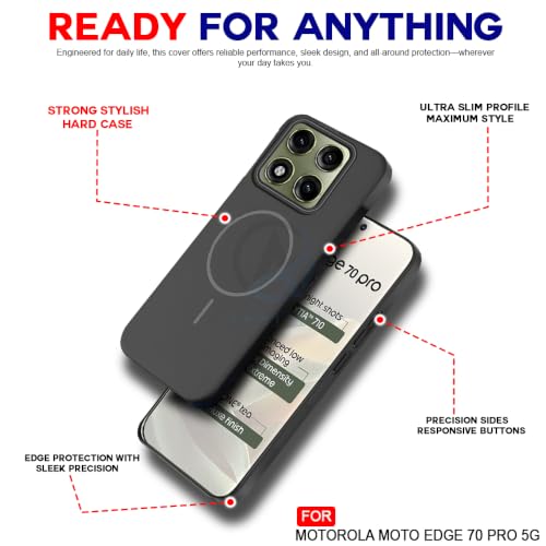 Image of AESTMO Shockproof Back Case Cover for Moto Edge 70 Pro 5G | Slim Hard Shell | Hard Back Cover for Moto Edge 70 Pro 5G (Compatible with MagSafe Accessories, Black)