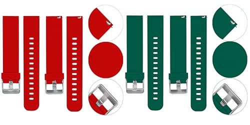 Image of ACM Pack of 2 Watch Strap Silicone Belt 20mm compatible with Inbase Urban Lyf M Smartwatch Casual Classic Band (Red /Green)
