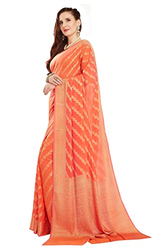 Image of RANI SAAHIBA Women's Georgette Silk Resham Woven Saree With Blouse Piece