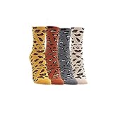 TTD 4 Paar Damen Wintersocken Leopard Print Weiche warme lässige Strick Crew Cotton Socken