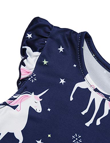 Arshiner Girls Nightgown Nightdress Unicorn Shirt Pajamas Dress For Kids Sleepwear Nighty Navy Blue #TOP4