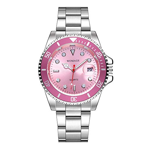 Reloj de Pulsera de Acero para Hombres de Europa y América Reloj Deportivo de Alta Gama Resistente al Agua Reloj de Gran Calendario de Cuarzo Reloj para Hombre-Rosa