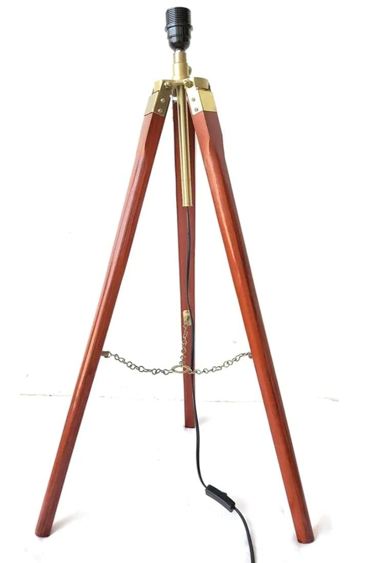 SECURE DECOR Beautiful Conner Wooden Tripod Floor Lamp Stand Without Shade and Bulb (Brown) Pack of 1-picture-11