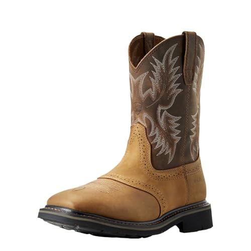 ARIAT Mens Sierra 10In Top Wide Square Soft Toe Work Boot Brown 10.5 D