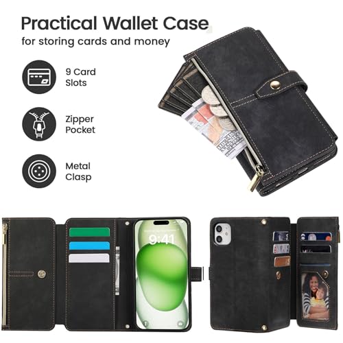 Funda de cuero con tapa para iPhone 8 de diseño sofisticado y tacto suave negro 3