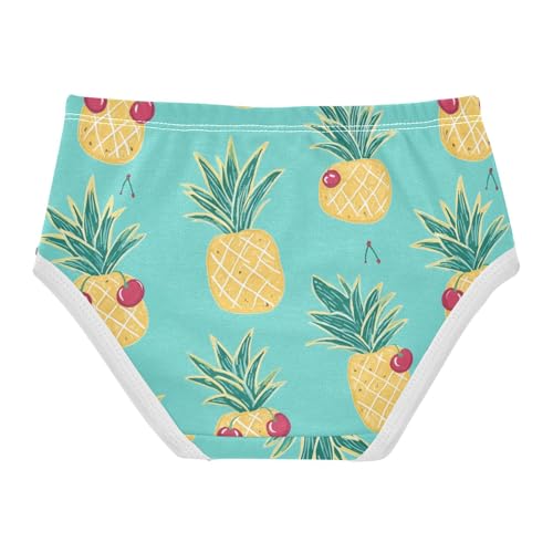 Wusikd Cute Pineapples Girls' Underwear Cotton Cherry Turquoise Girls Briefs Soft Toddler Underwear 2T2