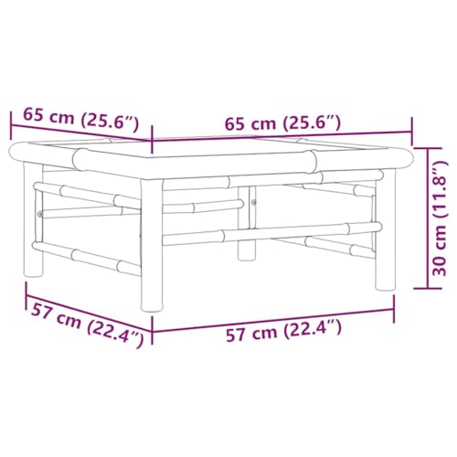 Mesa de jardín de bambú vidaXL 65x65x30 cm para terraza y exterior 4