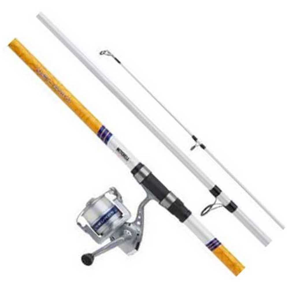 Mitchell Juego de caña de neurona Unisex para Adultos, con señuelos, Combo de Pesca Listo para Usar, Blanco/Plateado/Naranja