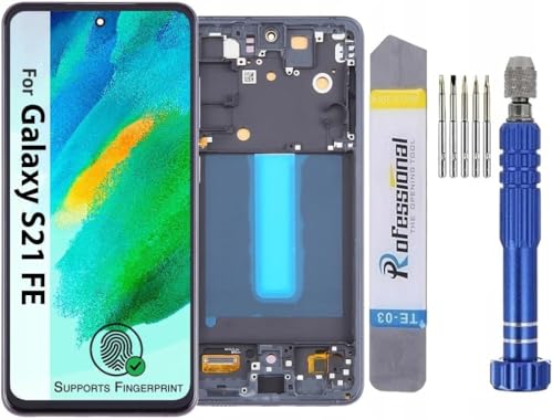 Écran OLED Samsung S21 FE G990 tactile noir avec kit outils réparation empreinte digitale