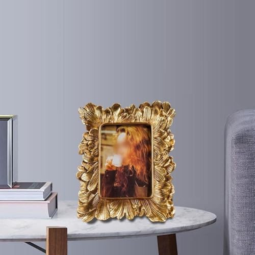 JDJUBOA Picture Frames,Pictures Retro Picture Frame Vintage Photo Holder European Decor Crafts Golden Birthday Gift(7inch)