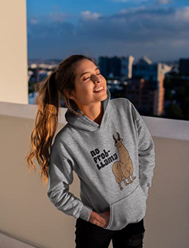 Llama Hoodie No Prob-Llama Funny Alpaca Llamas Women Sweatshirt Hoodies Medium Grey #TOP4