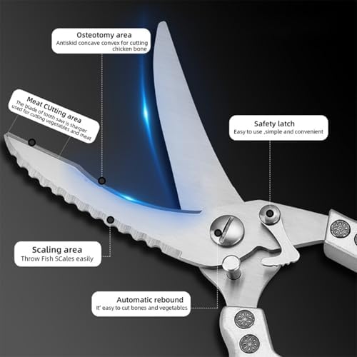 Professional Poultry Shears - Kitchen Shears for Spatchcocking Chicken and Meat Cutting, Multi-Purpose Kitchen Scissors for Food - 5