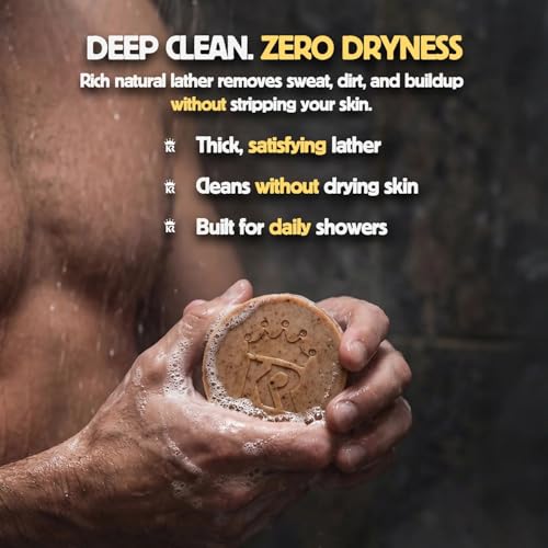 Image of Organic Cold Process Soap Bars for Men, Moisturizing Body Wash 3-Pack