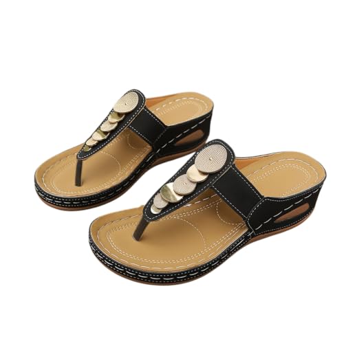 Chaussons plateforme à talon compensé et tongs orthopédiques pour femmes aux finitions soignées