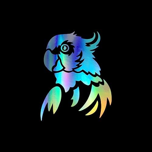 Parrot Bird Silhouette Vinyl Decal Notebook Car Laptop 4.5" x 5.5" (Holographic) image 2