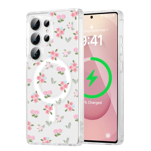 Coque Fleurie Samsung S22 Ultra Magsafe : Antichoc Transparente et Élégante