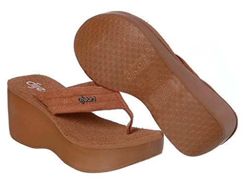 TAMANCO FEMININO DIJEAN 276 PLATFORMA ANABELA SALTO 7 CM Cor:Ambar;Tamanho:37