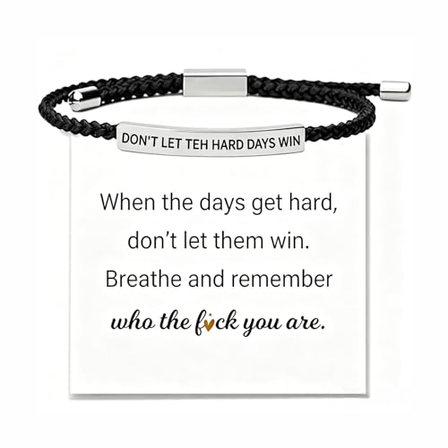 Inspirational Gifts for Women Dont Let the Hard Days Win Bracelet Adjustable Rope Strength Bracelets with Card Friendship Inspirational Bracelet for Friends Ladies Girls Birthday Graduation Gifts