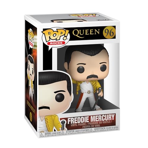 Funko - Pop! Rocks: Queen: Freddie Mercury (Wembley 1986) Figura de Vinilo, Multicolor (33732)