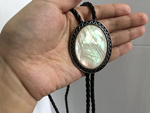 Image of Turquoise Agate Granite BOLO Tie for Men Women Leather Wedding Necklace Western Cowboy Necktie