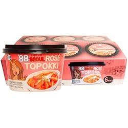 Surasang Rose Tteokbokki - Creamy Korean Rice Cakes with Mild Spicy Rose Sauce, Trendy Fusion Street Food, Microwaveable Cups, Made in Korea - Pack of 6