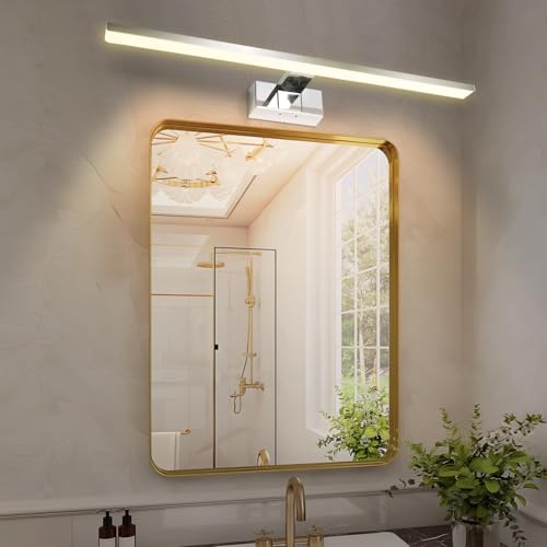 Aigostar lámpara LED de espejo 60cm 12W 1250LM lámpara de baño amarillo cálido 4000K lámpara LED de pared IP44 230V luz de espejo de baño de sliver apliques espejo de baño