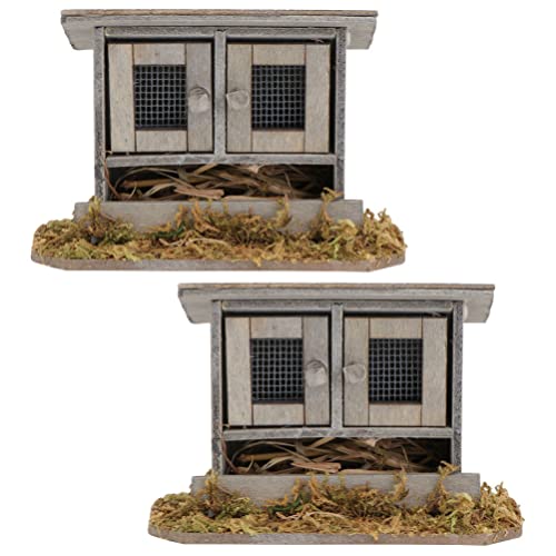 GANAZONO 2 Pièces Mini Poulailler Familial en Bois Oeuf Nid de Poule Ornement de Poule Dolhouse Décorations de Jardin Miniatures