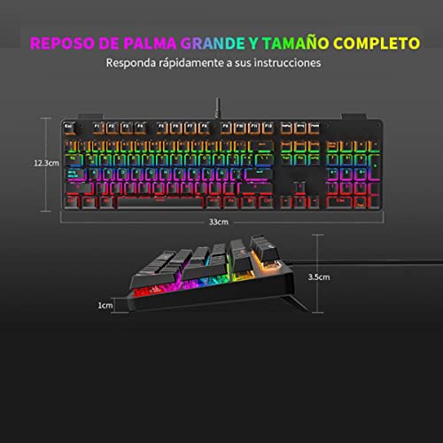Eboxer Gaming Keyboard Usb Wired Keyboard With Rgb Rainbow Backlit, 104Key Spanish Keyboard With Ñ, Mechanical Keyboard With Blue Switch For Desktop Notebook #TOP5