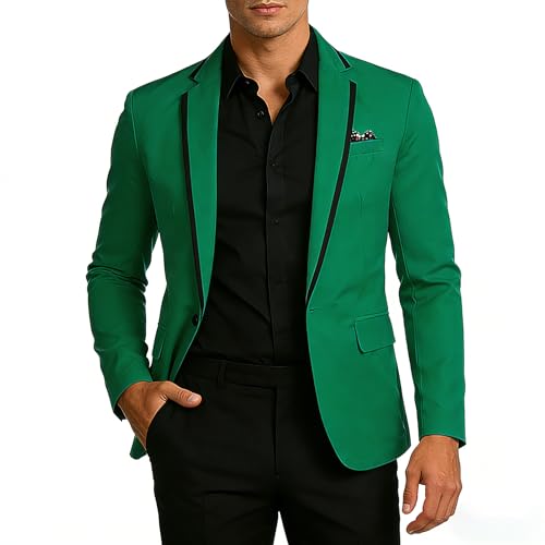 Mens Casual Slim Fit Suit Jacket 1 Button Daily Blazer Business Sport Coat Tops Green