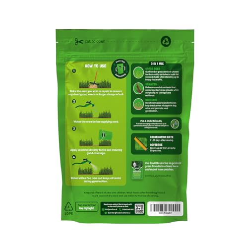 Envii Patch Repair – Fast Growing Grass Seed Mix Repairs Damaged Lawn Patches by Dogs Urine, Pet Friendly Tailored to UK Climate, Ideal for Overseeding & New Lawns, Treats Up to 125 Patches