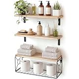 AMADA HOMEFURNISHING Étagère Murale avec Paniers Fil Métallique, Lot de 3 Étagere Salle de...