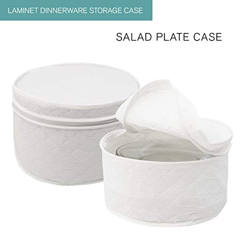 Laminet 4 Piece Quilted Plate Storage Set - Holds Up To 48 Plates With Padded Inserts - White #TOP7
