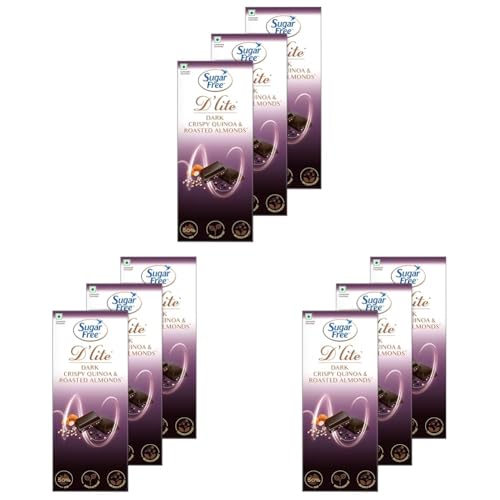 Image of Sugar Free D'lite Quinoa & Almonds Dark Chocolate Bar, 80 Grams (Pack Of 9)